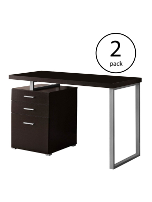 Monarch Specialties Left/right Contemporary Computer Desk, Cappuccino (2 Pack)