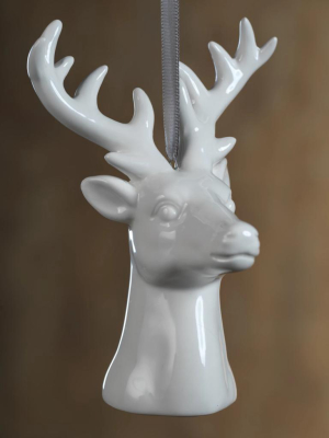 Ceramic White Reindeer Ornament - Set Of 4