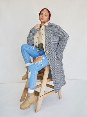 Plus Size Glen Plaid Coat