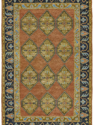 Feizy Ustad Taditional Persian Rug - Available In 6 Sizes - Rust & Golden & Sky Blue