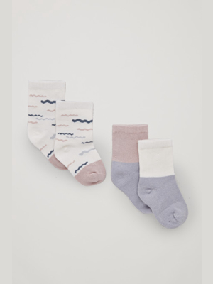 2-pack Pastel Printed Baby Socks