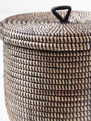 Petite Solid Black Hand Woven Baskets