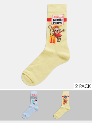 Asos Design Sport Socks With Kelloggs Cereal 2 Pack