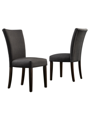 Set Of 2 Quinby Parson Dining Chair Wood Charcoal - Inspire Q