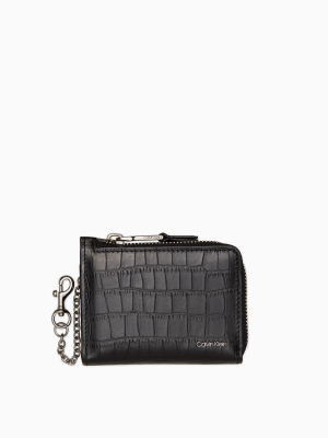 Embossed Croc Compact L-zip Wallet