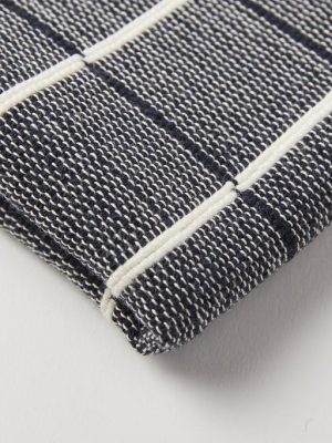 Tpe 100% Cotton Navy W Natural Grid Napkin