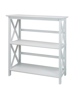 Casual Home Montego 3 Tier Open Shelf X Design Wooden Bookcase, Wood (white)