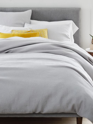 Tencel™ Cotton Matelasse Duvet Cover & Shams - Frost Gray