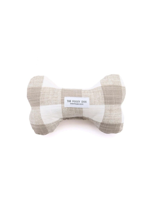 Warm Stone Gingham Dog Bone Squeaky Toy