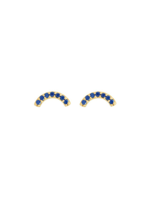 Single Row Rainbow Studs - Blue Sapphire