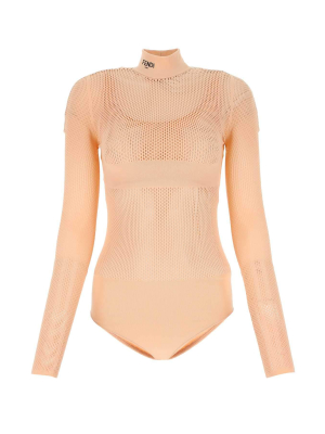 Fendi Mesh Long-sleeve Bodysuit