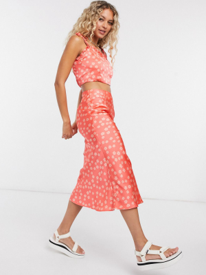 Glamorous Midi Skirt In Ditsy Floral Two-piece