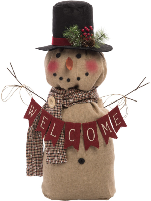 Transpac Resin 29 In. Brown Christmas Snowman Figurine