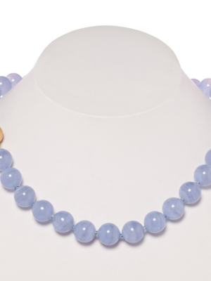 12mm Blue Lace Agate & Gold Necklace