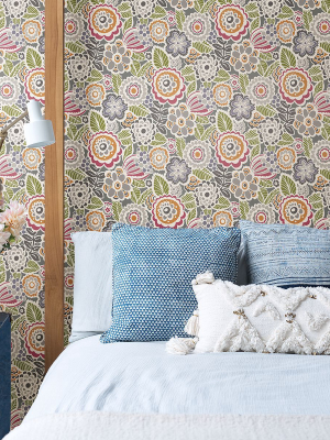 Lucy Floral Wallpaper In Multicolor From The Bluebell Collection By Brewster Home Fashions