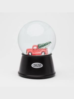 5.5" X 3.8" Truck Musical Snow Globe Red - Wondershop™