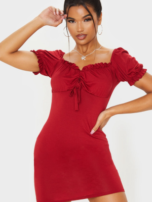 Scarlet Ruched Bust Tie Front Shift Dress