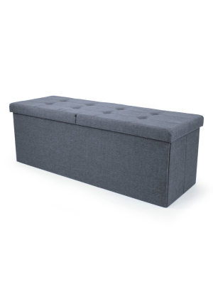 Storage Ottoman With Foldable Top And Interior Compartments - Humble Crew