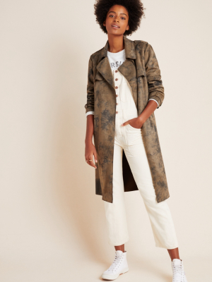 Roxie Sueded Tie-dye Trench Coat