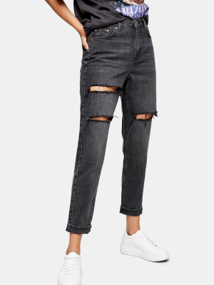 Washed Black Peach Mom Tapered Jeans