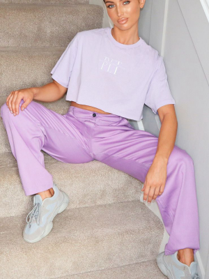 Lilac Contrast Stitch Cargo Pants