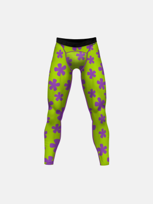 Jam Green Purple Flower Tights For Men