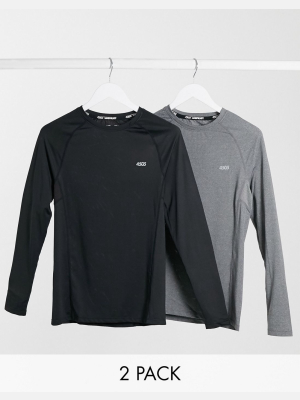 Asos 4505 Icon Muscle Training Long Sleeve T-shirt With Quick Dry 2 Pack Save