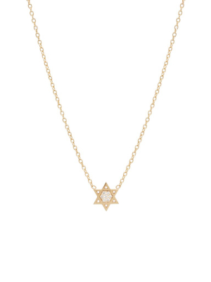 14k Midi Bitty Pave Star Of David Necklace