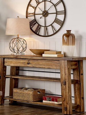 Durango Industrial Wood Console/media Table With Two Shelves Dark Brown - Alaterre Furniture