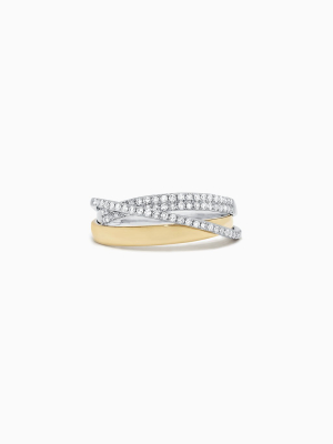Effy Duo 14k Two Tone Gold Diamond Crossover Ring, 0.31 Tcw