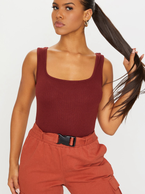 Chocolate Structured Rib Racer Vest