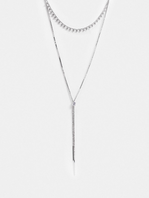 Aldo Delbeatrice Knotted Multirow Necklace In Silver