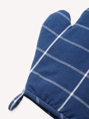 Grid Oven Mitt In Indigo