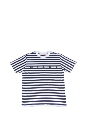 Marni Kids Striped Logo Print T-shirt