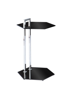 Nitaine Glass-top Side Table Black/chrome - Aiden Lane