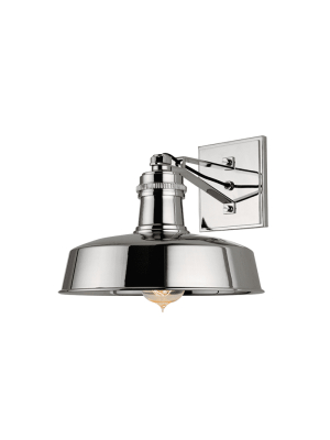 Hudson Falls 1 Light Wall Sconce Polished Nickel