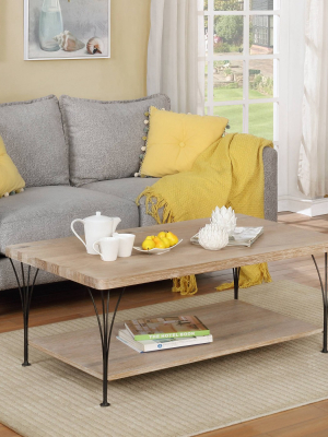 Thetford Coffee Table With Shelf Washed Wood - Alaterre Furniture