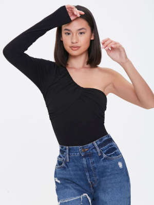 Ruched One-shoulder Bodysuit