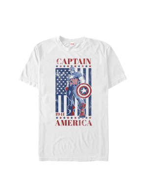 Men's Marvel Fourth Of July Captain America Flag T-shirt