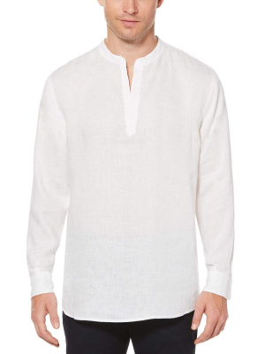 Untucked Linen Solid Popover Shirt