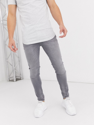 Jack & Jones Intelligence Liam Skinny Fit Stretch Jeans In Light Gray