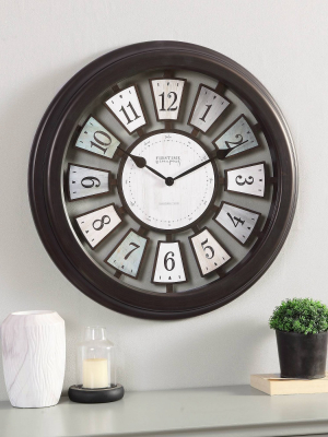 22.5" Mercantile Plaques Wall Clock Black/gray - Firstime