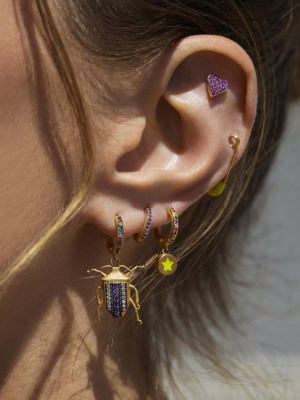 Enamel Rainbow Star Midi Hoops