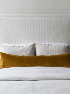 S|h Ochre Antique Linen Velvet Lumbar Pillow