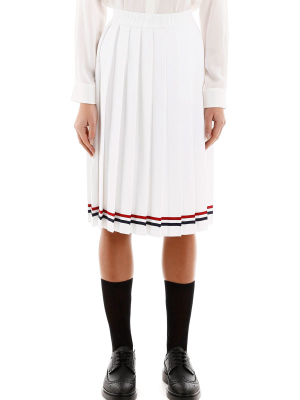 Thom Browne Pleated Striped Midi Skirt