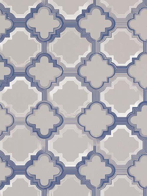 Sample Quatrefoil Wallpaper In Blue And Gray From The Mansard Collection By Osborne & Little