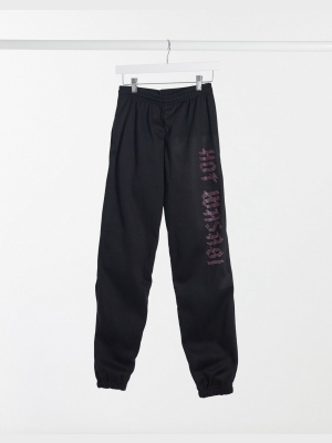 Skinnydip X Jade Thirlwall Sweatpants With Hot Wasabi Diamante Slogan