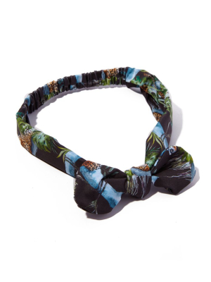 Bow Headband - Black Cheetah Print