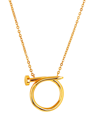 Elya Curved Nail Pendant Necklace - Gold (18")