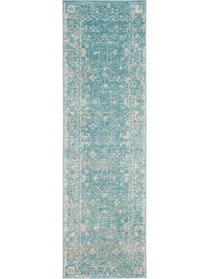 Evoke Vintage Light Blue/ivory Runner Rug